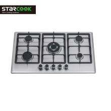 Built in 5 Burner Gas Stove High Quality Stainless Steel Brass Panel
